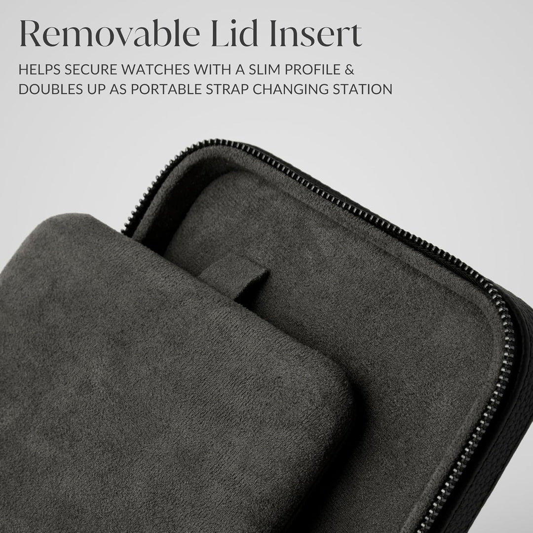 TAWBURY Leder-Uhrenetui für Reisen - Uhrenbox zum Reisen Leder | Uhrenbox Leder Schwarz | Uhrenkaste
