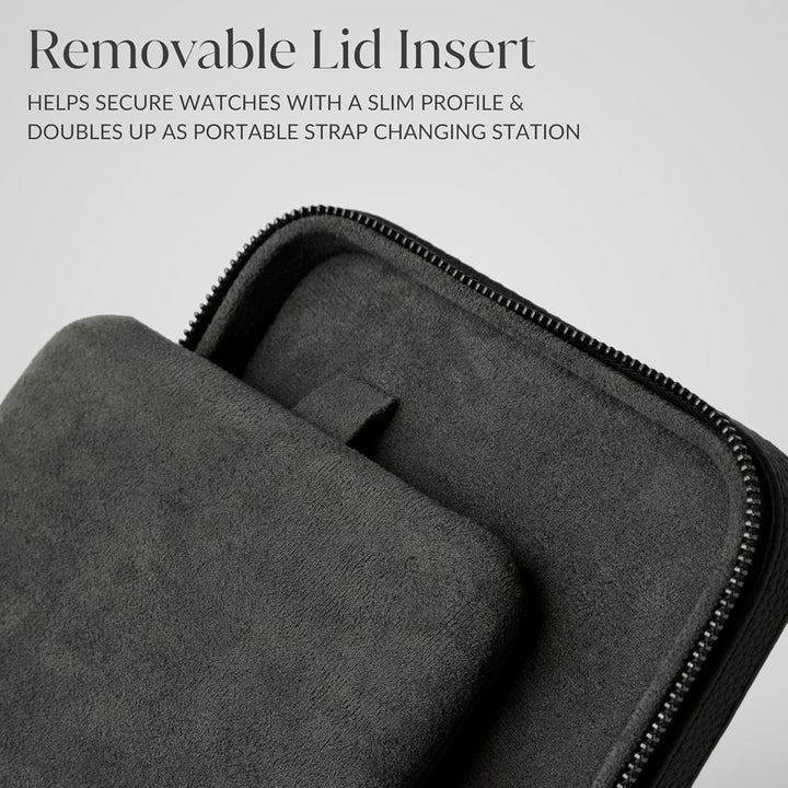 TAWBURY Leder-Uhrenetui für Reisen - Uhrenbox zum Reisen Leder | Uhrenbox Leder Schwarz | Uhrenkaste