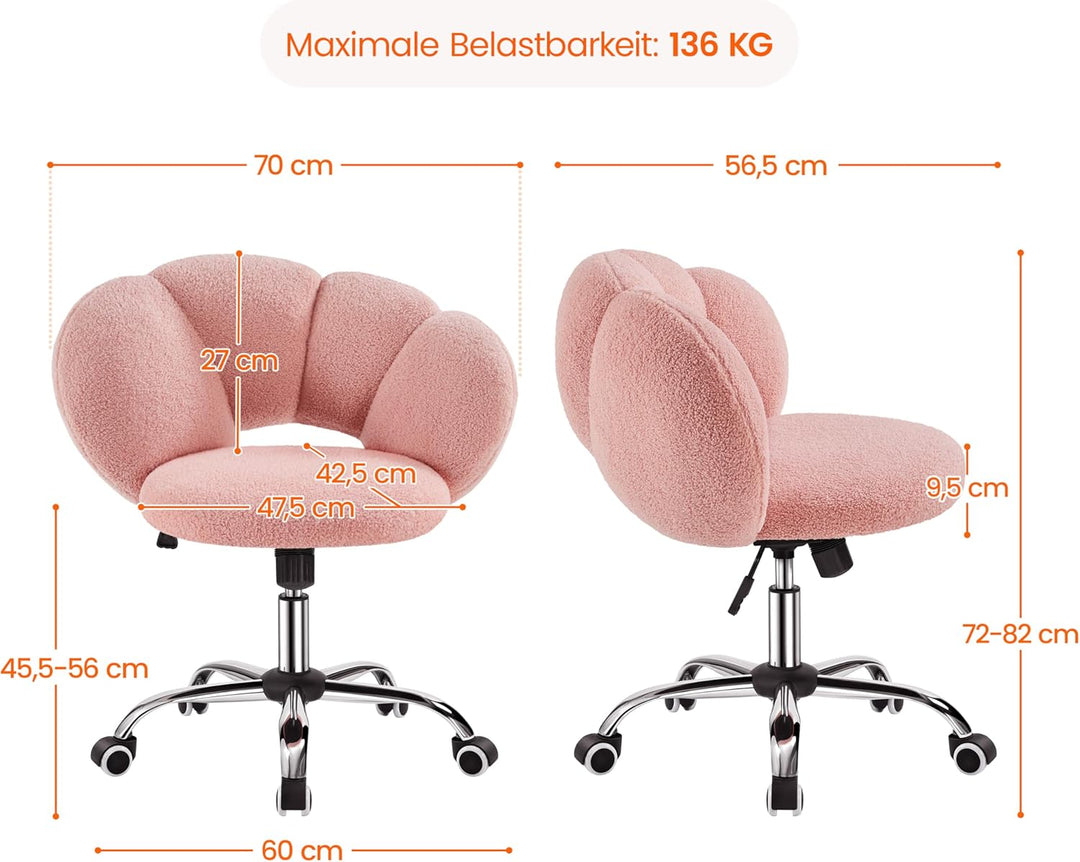 Yaheetech Schreibtischstuhl Bürostuhl Ergonomisch Bürosessel in Wolkenform Drehstuhl bis 136 kg Bela