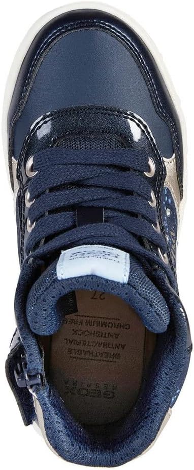 Geox Mädchen J Skylin Girl E Sneakers 34 EU Navy Platinum, 34 EU Navy Platinum