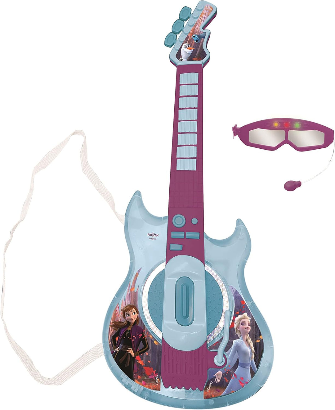 Lexibook, Die Eiskönigin, Leuchtende elektronische Gitarre mit Mikrofon, Brille mit Mikrofon, Melodi