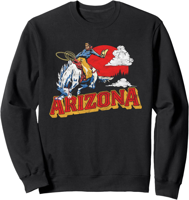 Arizona Retro Bronco Riding Cowboy Vintage Graphic Sweatshirt