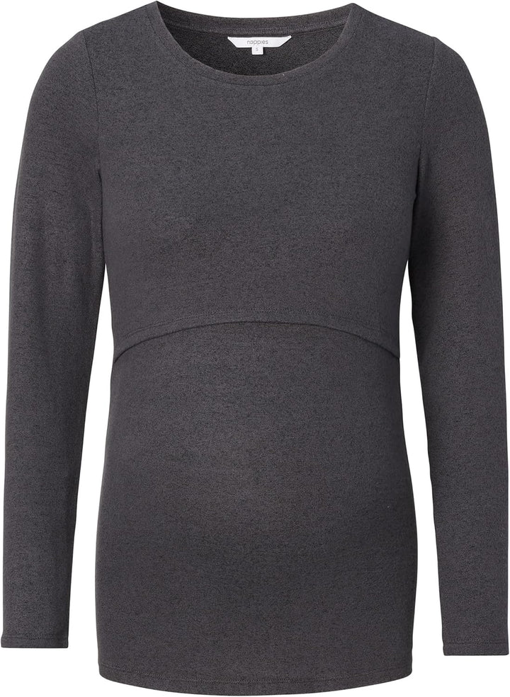 Noppies Damen Top Plano Nursing Long Sleeve T-Shirt, Grey Melange - P806