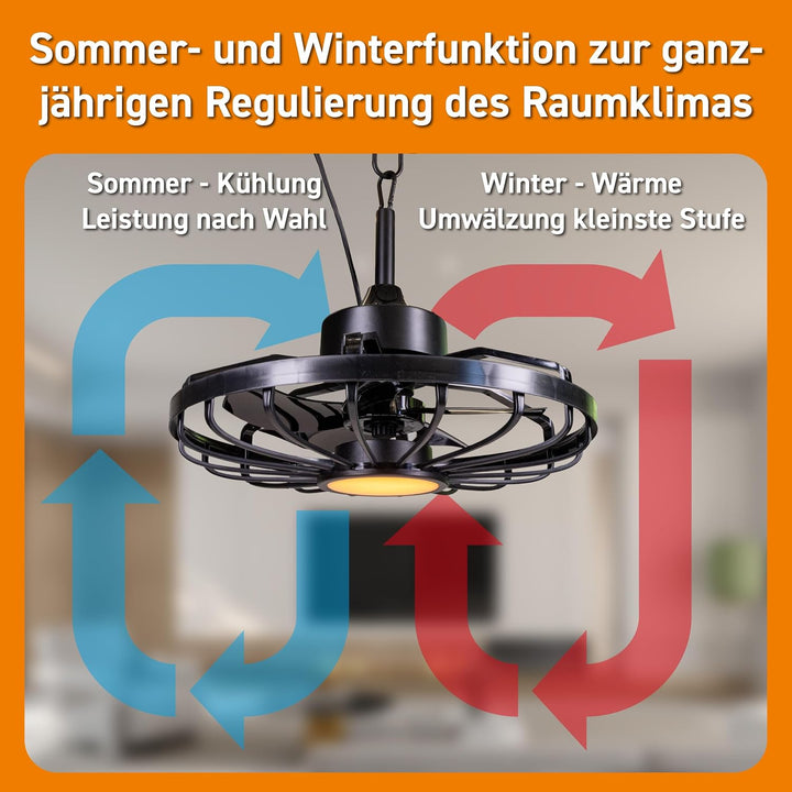 Proventa LED Deckenleuchte mit Ventilator IP44 Wasserfest 42W 900lm Ø51cm CCT 2000K-4000K Fernbedien