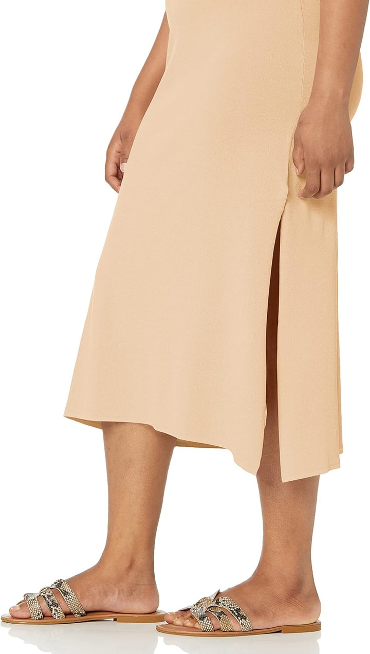 The Drop Damen Gabriela Maxikleid mit Hohem Halsausschnitt, A-Linie, Seitenschlitz Dresses, S Curds
