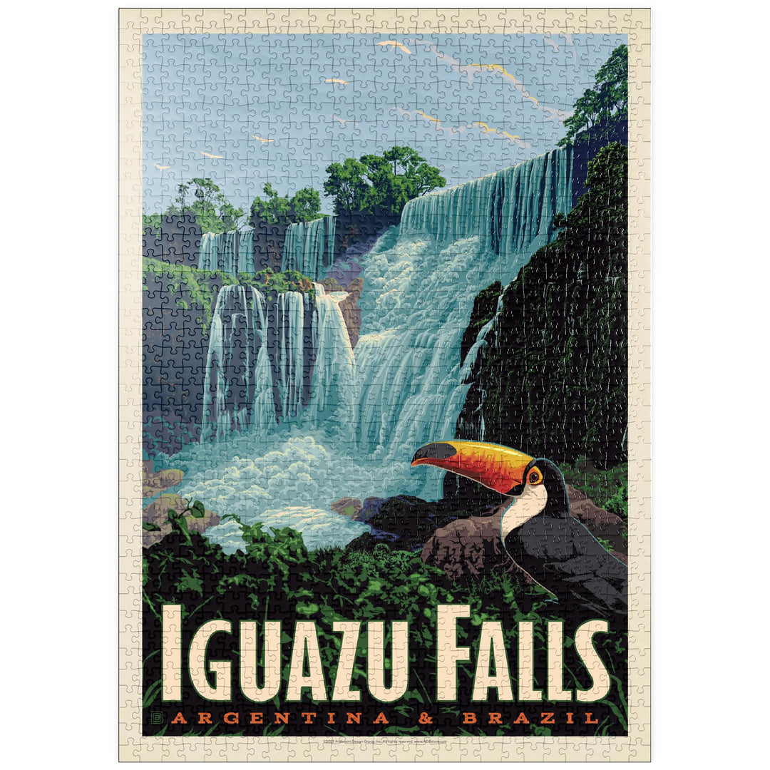 Iguazú Falls: Argentina &amp; Brazil, Vintage Poster - Premium 1000 Teile Puzzle - MyPuzzle Sonderkollek