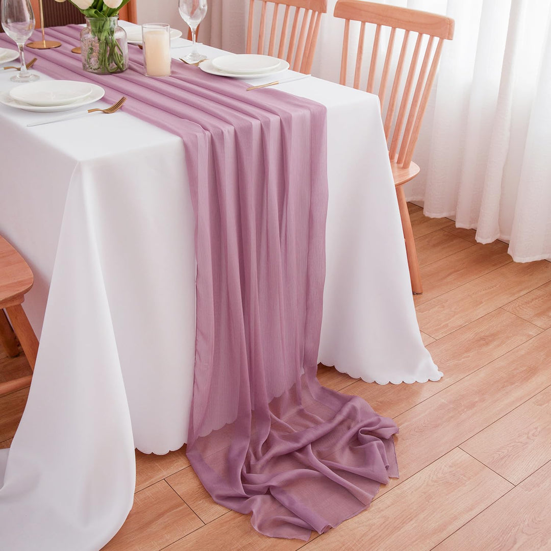 Tischläufer Altrosa Chiffon Tischläufer Hochzeit Stoff für Esszimmer 300 x 70 cm Altrosa-t 70 x 300