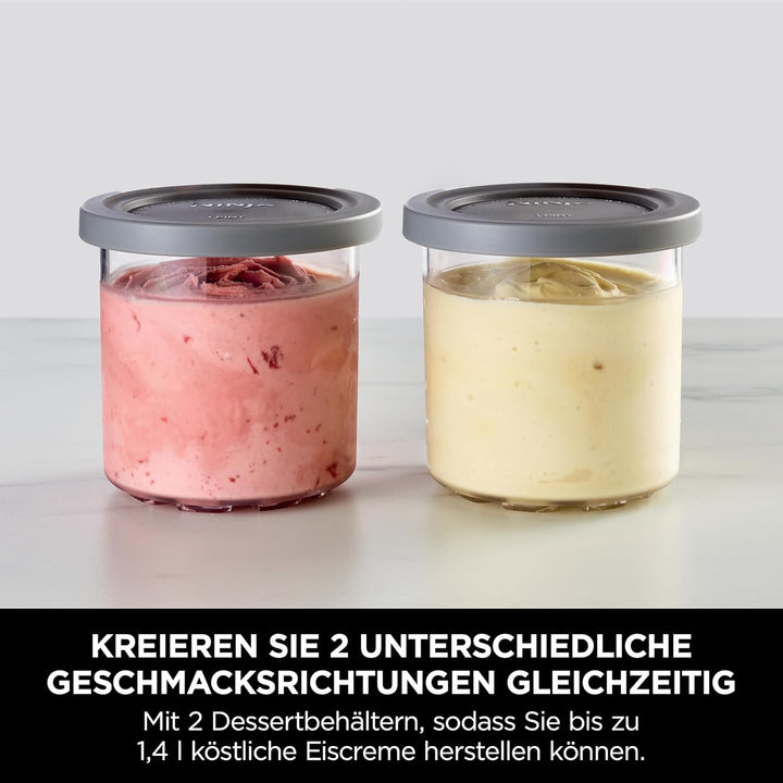 Ninja CREAMi Eismaschine & Dessertmaschine mit 2 Behältern, 7 Programmen, Herstellung von Eis, Gelat