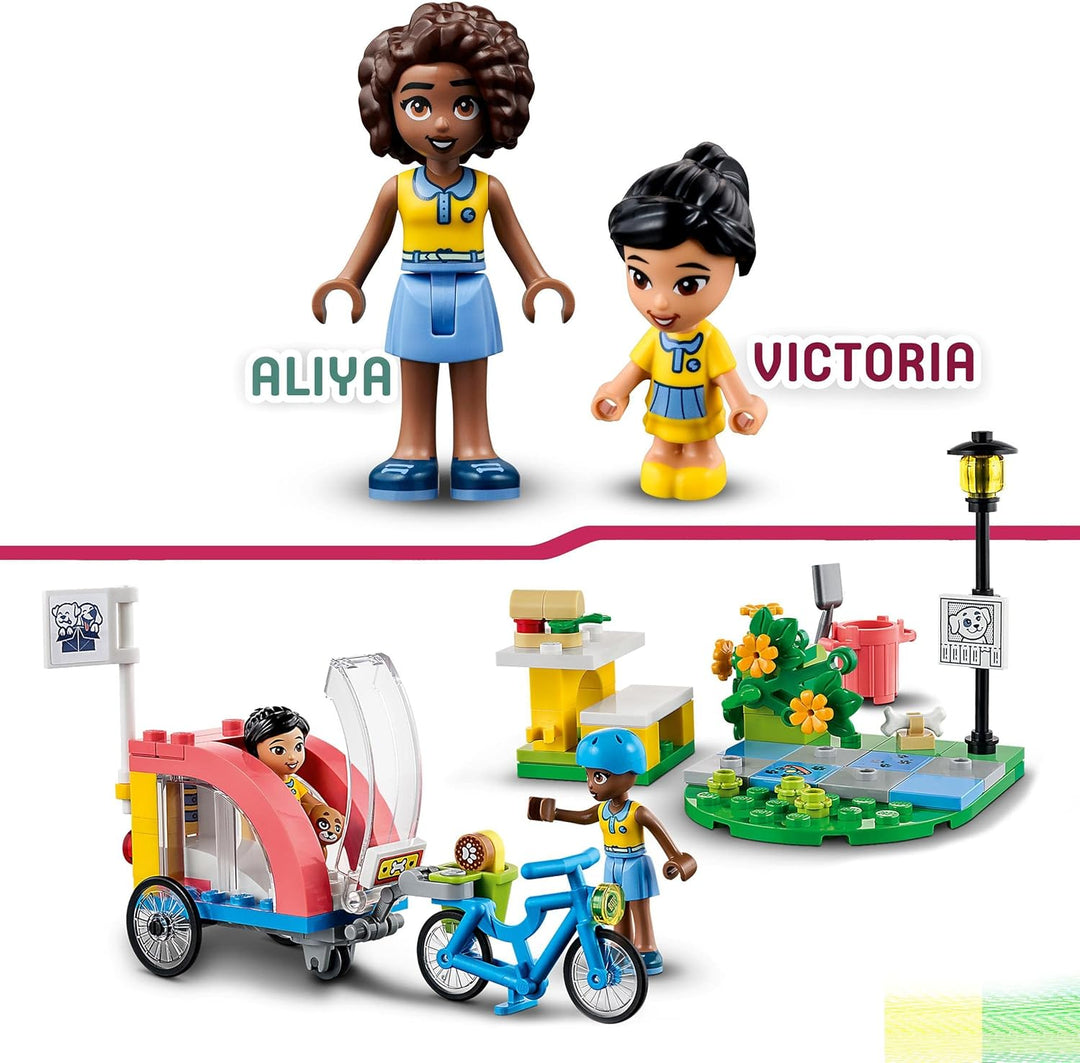 LEGO 41738 Friends Hunde-Rettungsfahrrad, Tierrettung-Spielzeug mit Welpen-Tierfiguren und Mini-Pupp