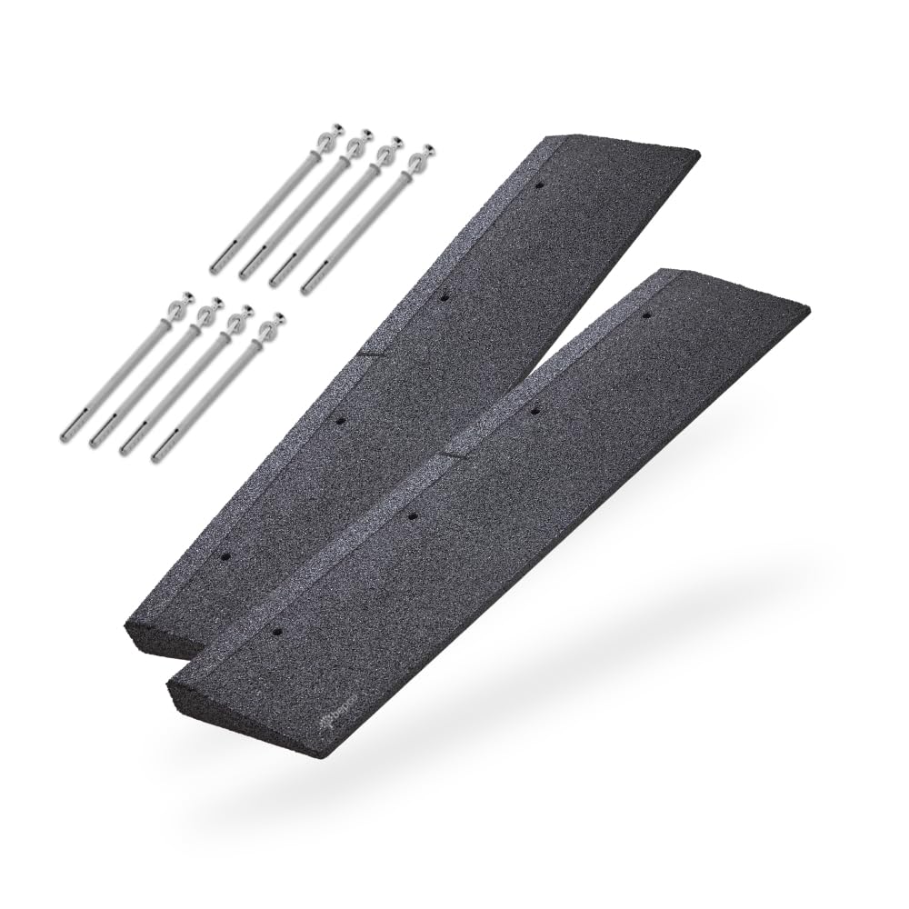 bepco Bordsteinrampe 2er Set (2 Stück) - 100 cm, Verschiedene Höhen, aus Gummi (schwarz), Auffahrram