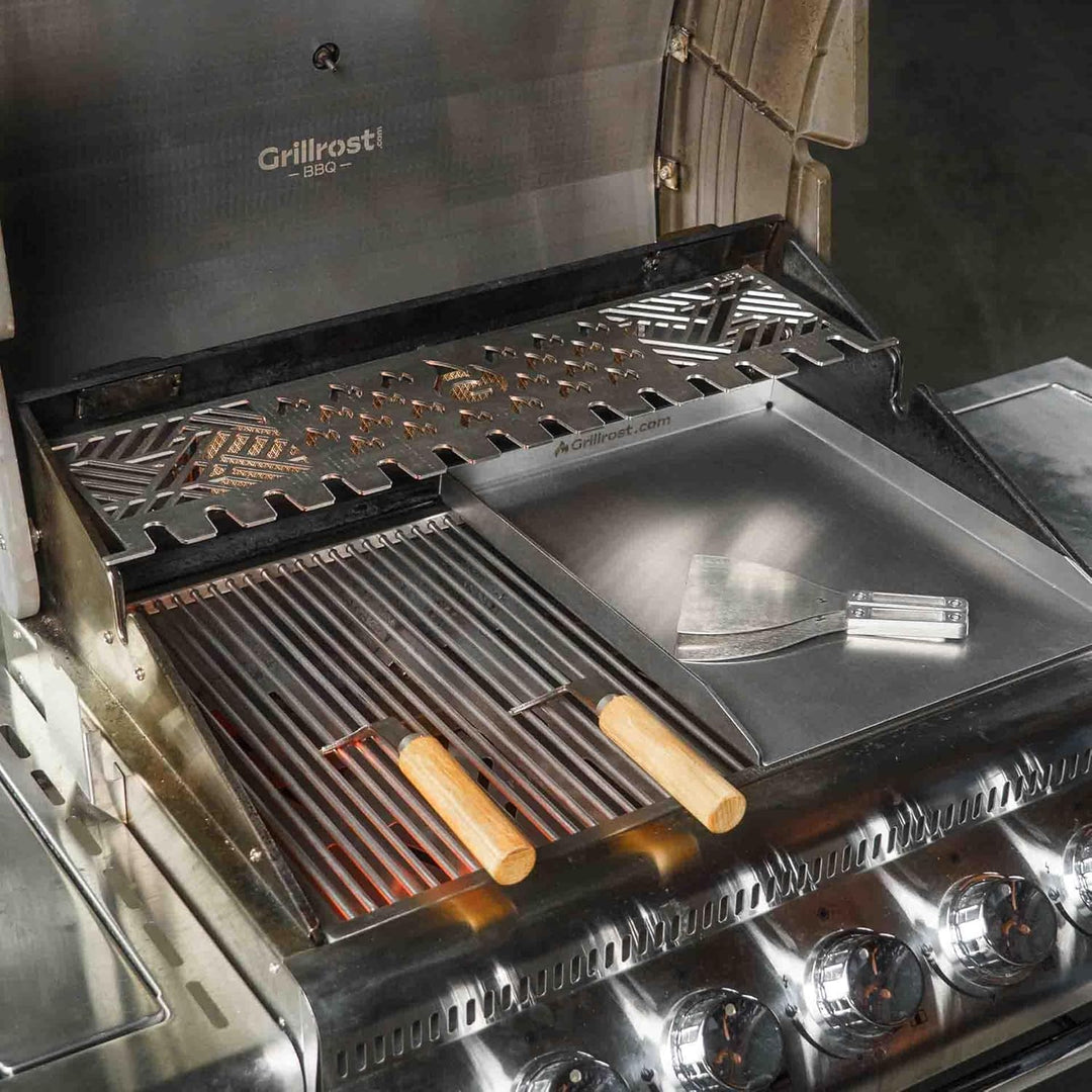 Universal-Griffe | Grillrostheber aus Edelstahl | abnehmbar - robust für alle Grillroste (Stäbe von