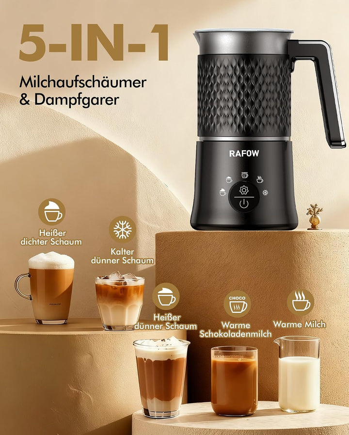 Milchaufschäumer Elektrisch 5 in 1 - Automatische Milchschäumer 350ml Grosses Fassungsvermögen Milch