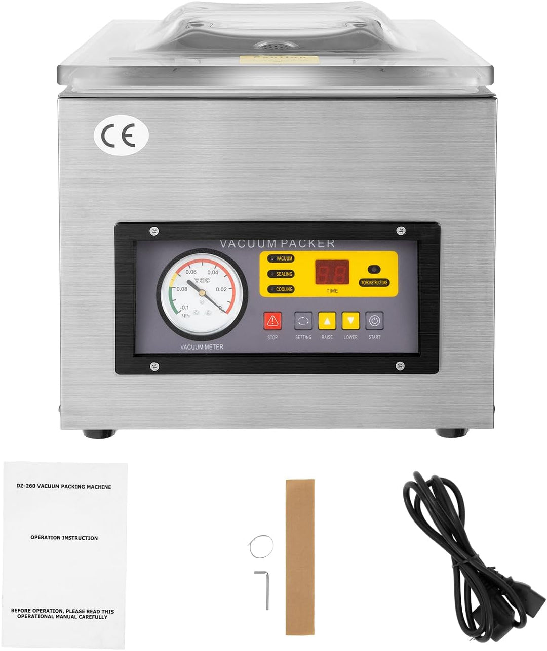 Mqwdxzfes 220V Profi Vakuumierer, 120W Automatischer Tisch-Vakuumierer mit 260mm Siegelstab, Edelsta