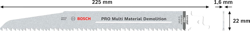 Bosch 25x PRO Multi Material S1110VF Demolition Säbelsägeblatt (für Holz mit Nägeln, Bauholz, Länge