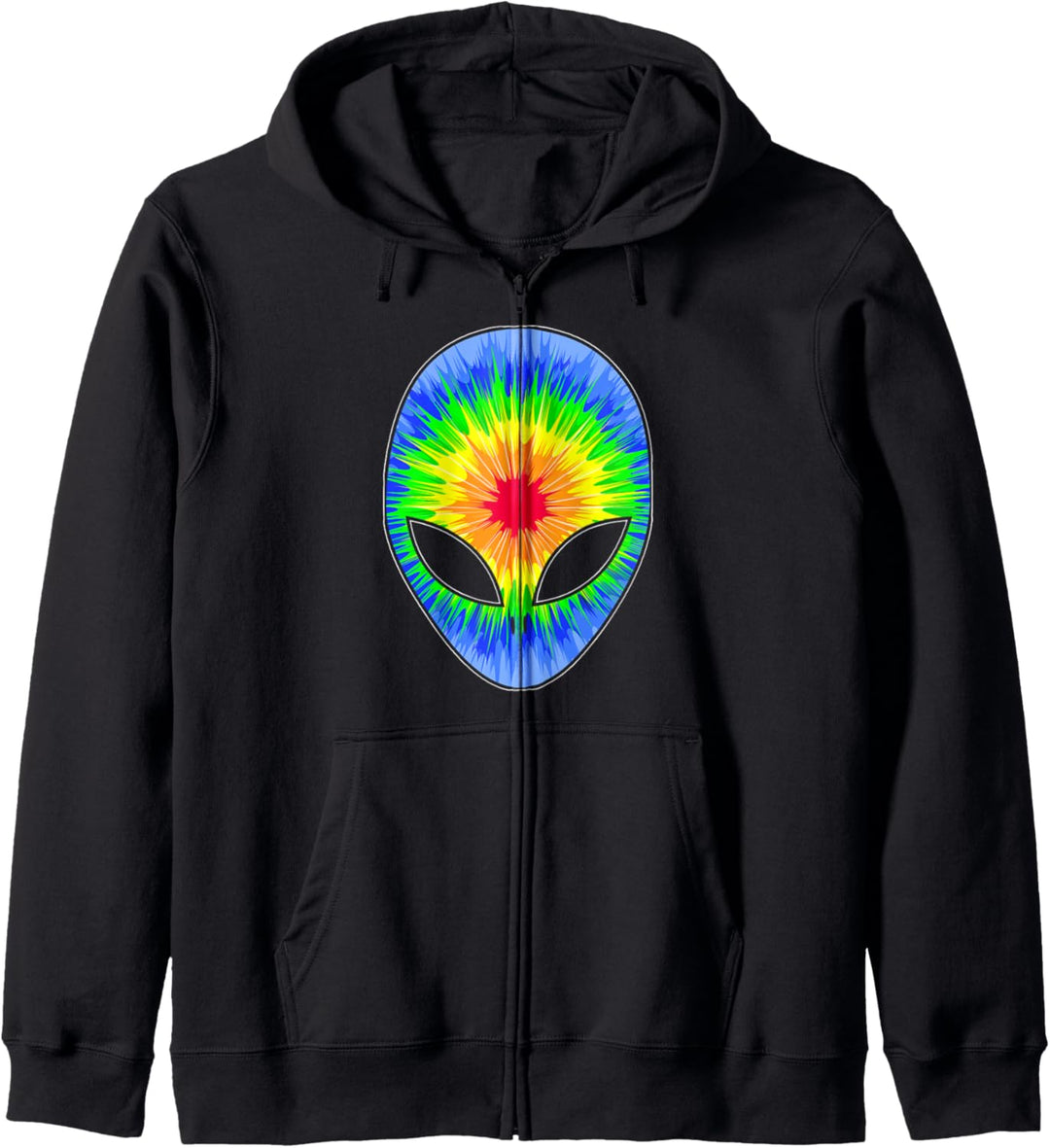 Psychedelic Space Alien Face - Tie Dye Hippie Face UFO Kapuzenjacke