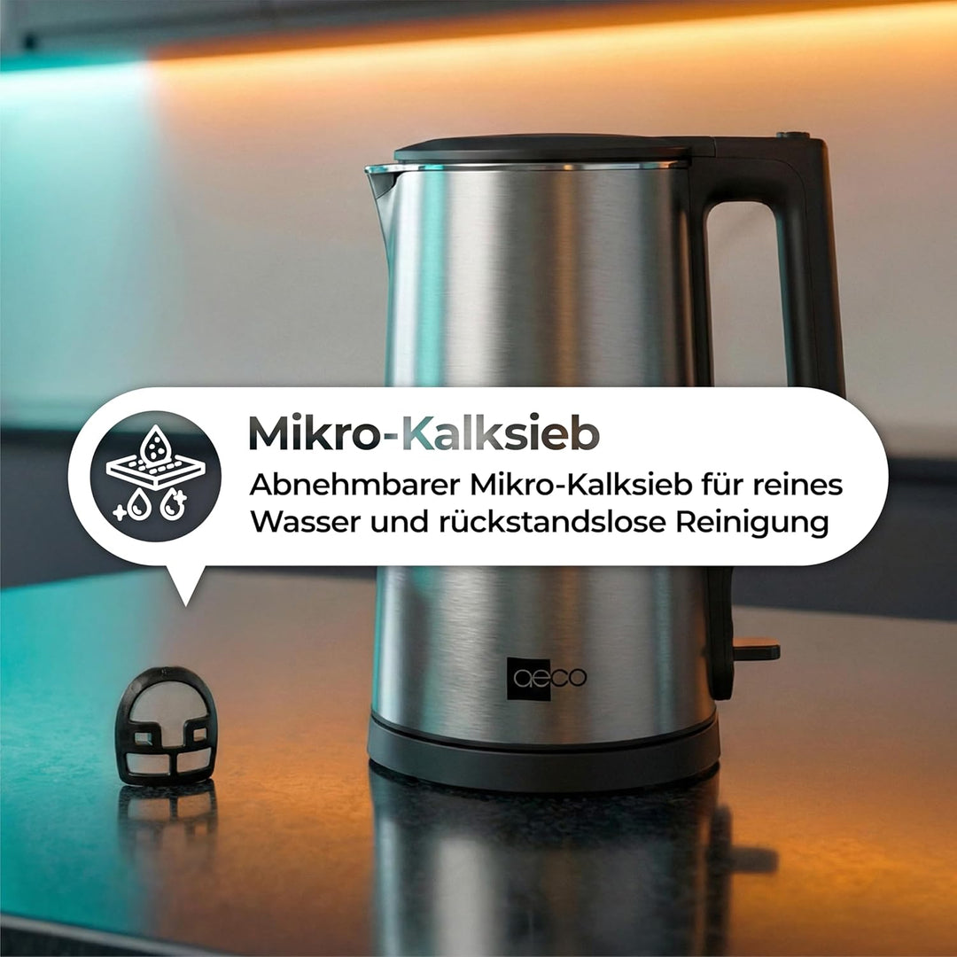 aeco AQA NEO elektrischer Wasserkocher Edelstahl Tee-Kocher Teebereiter electric kettle tea-maker bo