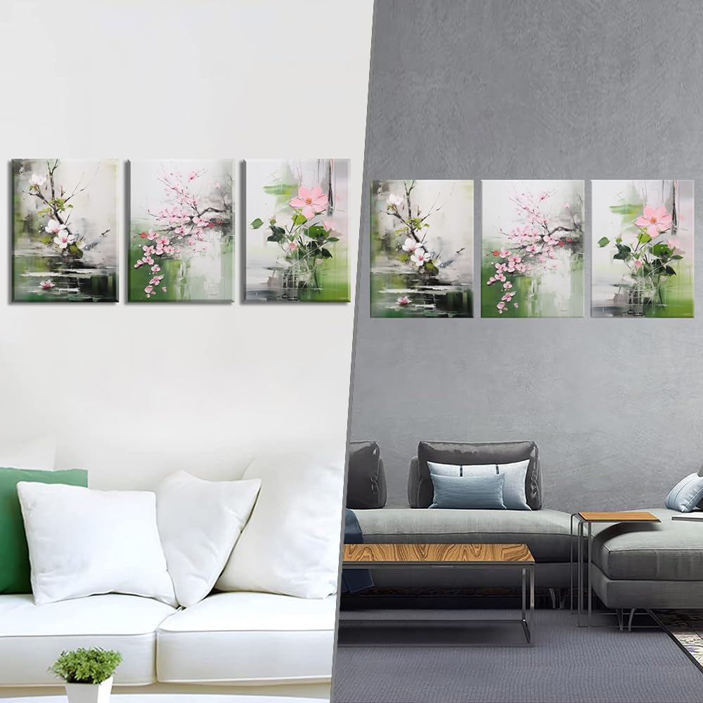 Piy Painting Blume Leinwand Wandkunst, Grünes Wandbilder, Frühling Leinwandbild, Leicht Zu Hängen Fü