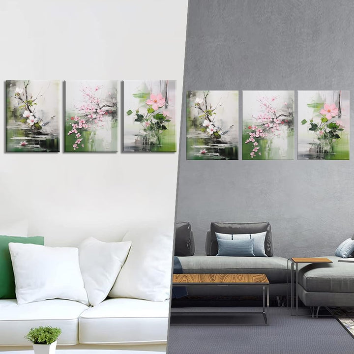 Piy Painting Blume Leinwand Wandkunst, Grünes Wandbilder, Frühling Leinwandbild, Leicht Zu Hängen Fü