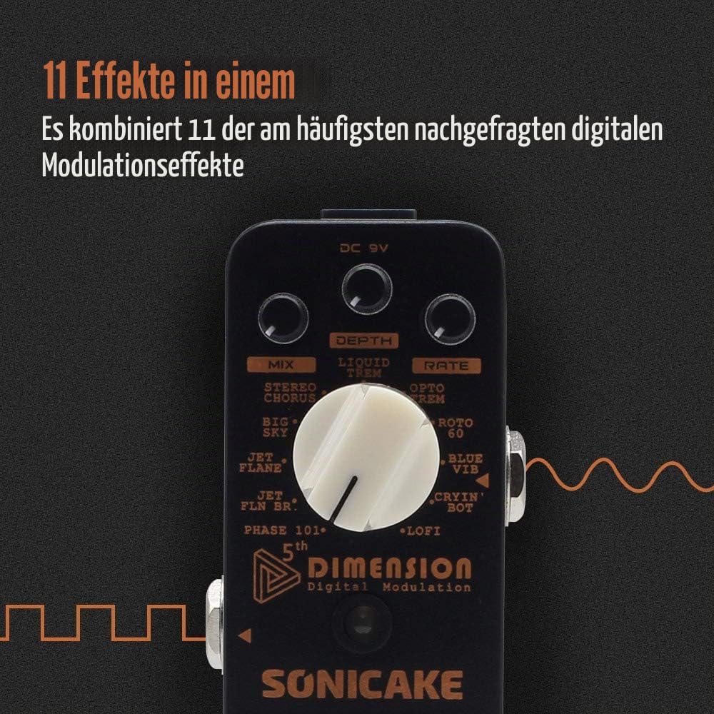 SONICAKE Modulation Gitarre Effektpedal 11 Modus für Phaser Flanger Chorus Tremolo Vibrato Autowah u