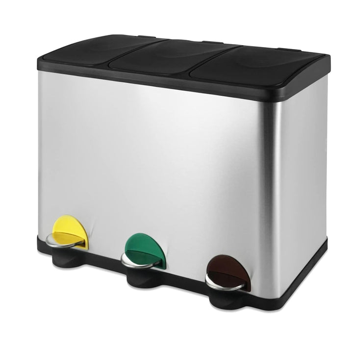 Jago® Mülleimer – 16/24/45/60 L - 2 oder 3 fächer, Edelstahl, mit Inneneimer, Handgriff, Deckel, für