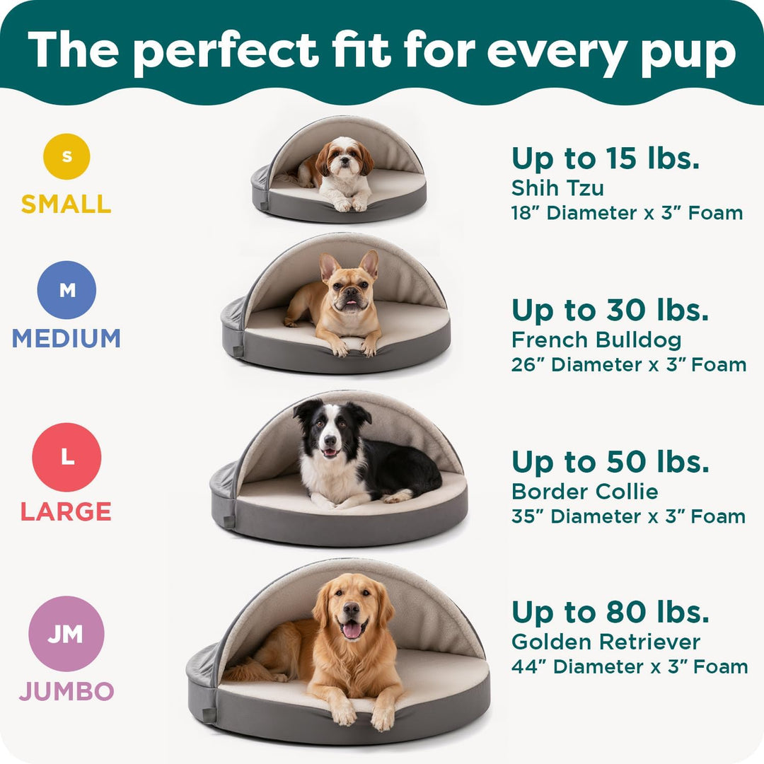 Furhaven Orthopädisches Hundebett für grosse Hunde, rund, mit abnehmbarem, waschbarem Bezug, für Hun