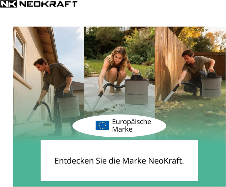 Neokraft Aschesauger 1600W – Elektrischer Aschestaubsauger für Kamin und Grill – Saugen und Blasen –