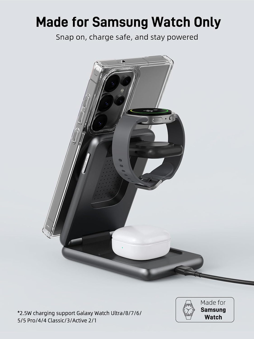 3 in 1 Magnetisch Ladestation für Samsung Galaxy S26 Ultra/S25 Ultra/S24 | Faltbare Induktive Ladest
