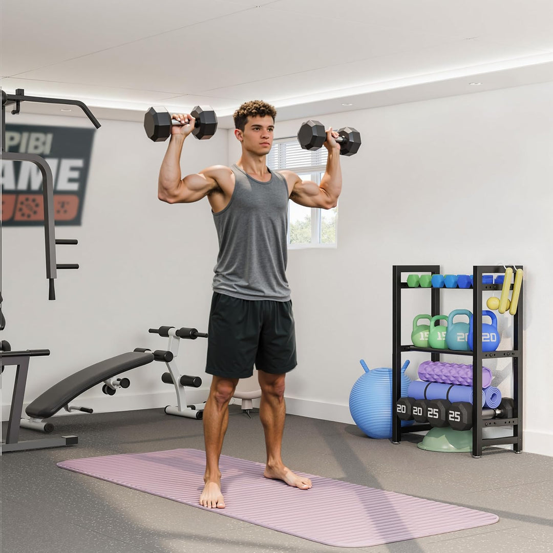 Verstellbarer Dreistöckiger Hantelständer 50cm Adjustable Kurzhantelständer 3 Ebenen Hantelablage (O