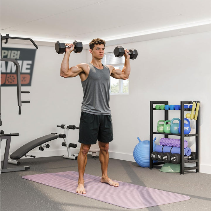 Verstellbarer Dreistöckiger Hantelständer 50cm Adjustable Kurzhantelständer 3 Ebenen Hantelablage (O