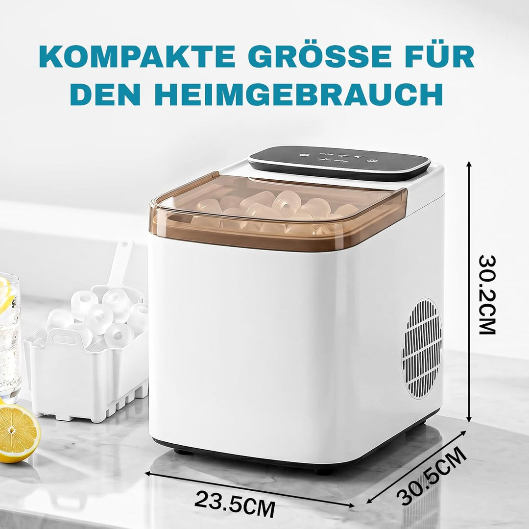 LEADZM Eiswürfelmaschine Klein,Eiswürfelbereiter Weiss | 9 Würfel in 6-10 Minuten fertig,12 kg Eis/T