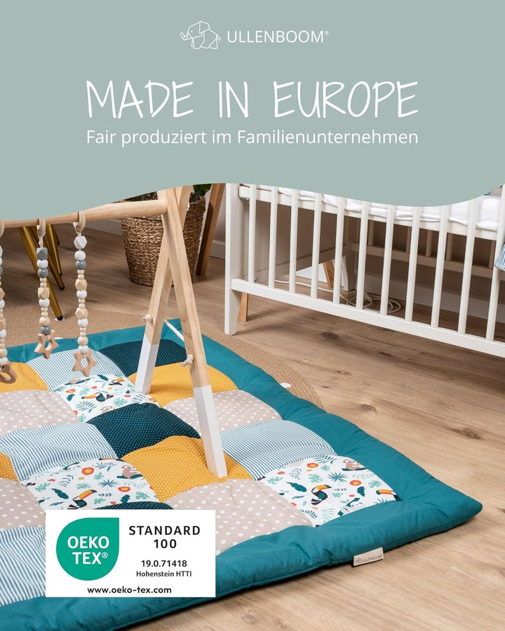 ULLENBOOM ® Baby Krabbeldecke 120x120 cm gepolstert Dschungel (Made in EU) - Krabbeldecke für Baby m