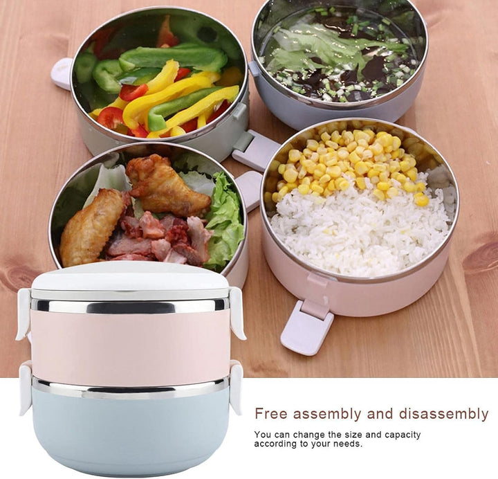 Thermoisolierte Lunchbox aus Edelstahl, stapelbare Lunchbox, tragbare Bento-Box, Aufbewahrungsbehält