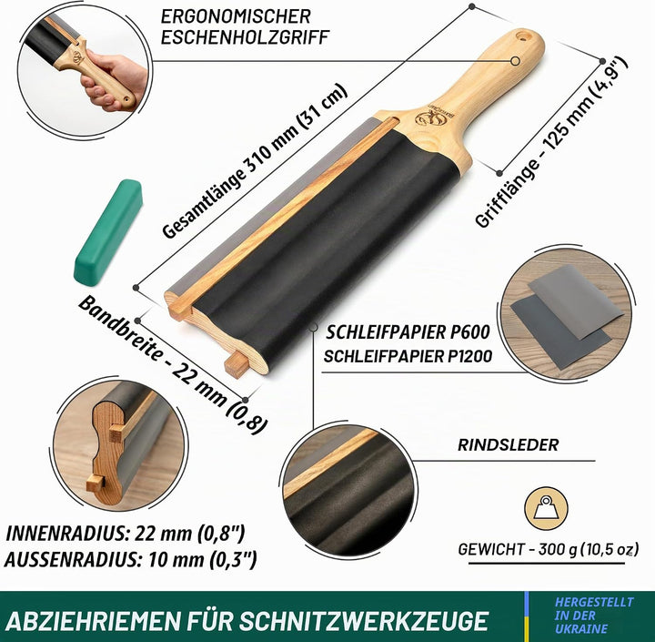 BeaverCraft LS5P1 Streichriemen für Holzschnitzerei, Holzschnitzhobel, Haken, Messerschärfwerkzeuge,