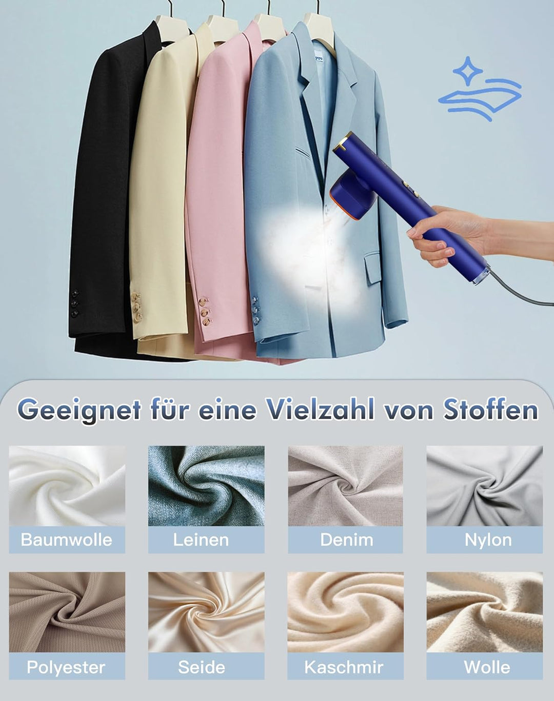 Dampfglätter, 2-in-1 Reisedampfglätter, 1200W Steamer Iron, 15s Schnellaufheizung, 220–240V EU Spann