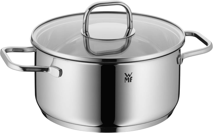 WMF Inspiration Kochtopf klein 20cm, Glasdeckel, Bratentopf Induktion 2,5l, Cromargan Edelstahl poli