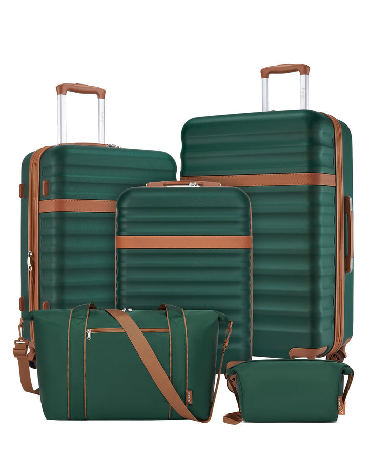 KONO Koffer 5er Set Hartschalenkoffer ABS+PC, Handgepäck/Mittel/Gross Reisekoffer mit TSA Schloss, E