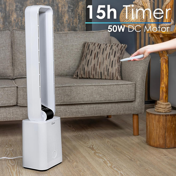 Zilan Turmventilator Blattlos Leise Standventilator mit Fernbedienung – 12 Stufen, 3 Modi, BLDC Moto