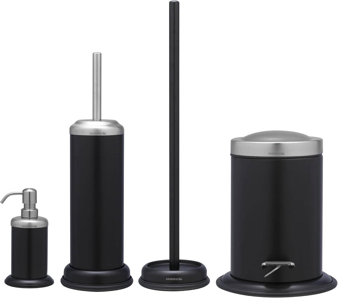 Sealskin Toilettenbürste Acero, WC-Bürstengarnitur aus Edelstahl, Farbe: Schwarz, Schwarz