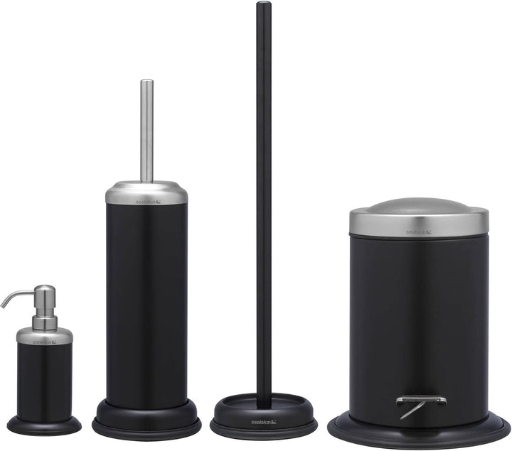 Sealskin Toilettenbürste Acero, WC-Bürstengarnitur aus Edelstahl, Farbe: Schwarz, Schwarz