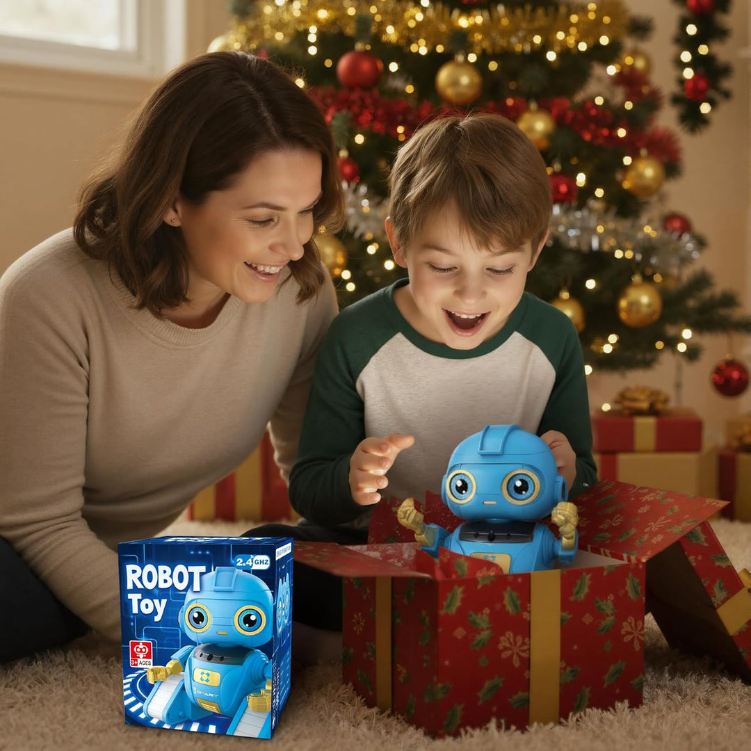 Ophy Roboter Kinder Spielzeug, wiederaufladbar und projizierbar, RC-Roboter mit LED-Augen und Musik,