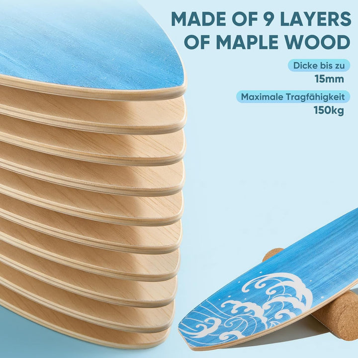 Surf Balance Board Trainer, Balanceboards Holz für Erwachsene Surf Core-Training, Fitness, Indoor Su