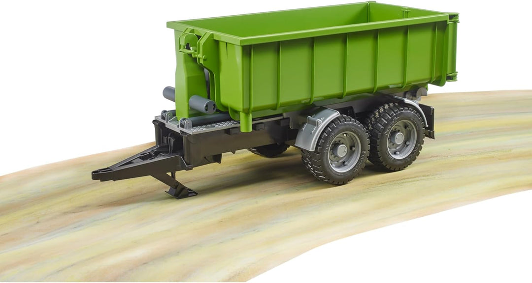 bruder 02035 - Hakenlift-Anhänger für Traktoren, inklusive Kupplungsadapter - 1:16 Kippanhänger Tran