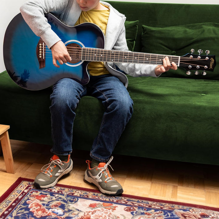 TIGER ACG1-BL34 3/4 Akustikgitarre, mit Stahlsaiten bespannte Small Body Akustikgitarre für das Alte