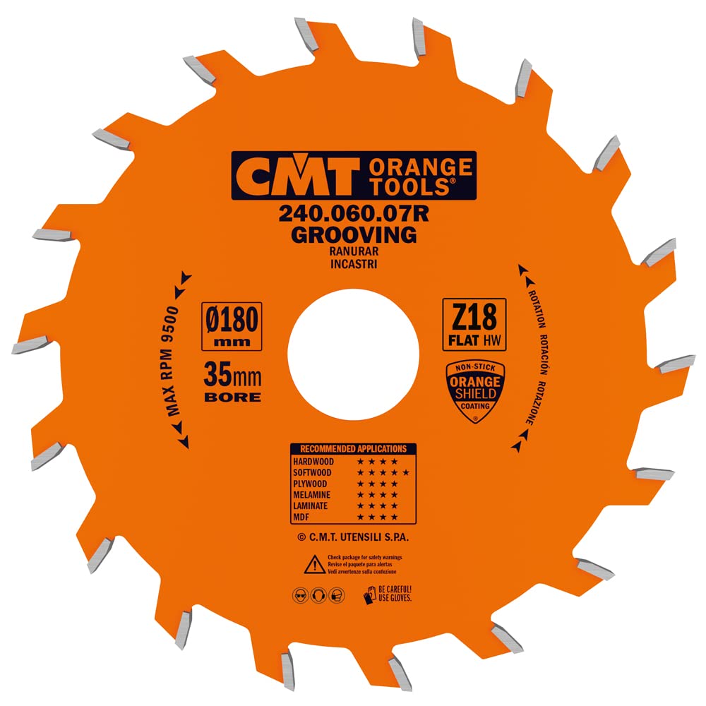 CMT Orange Tools 240.060.07r – Kreissägeblatt für gerade Nutfräser 180 x 6 x 35 Z 18