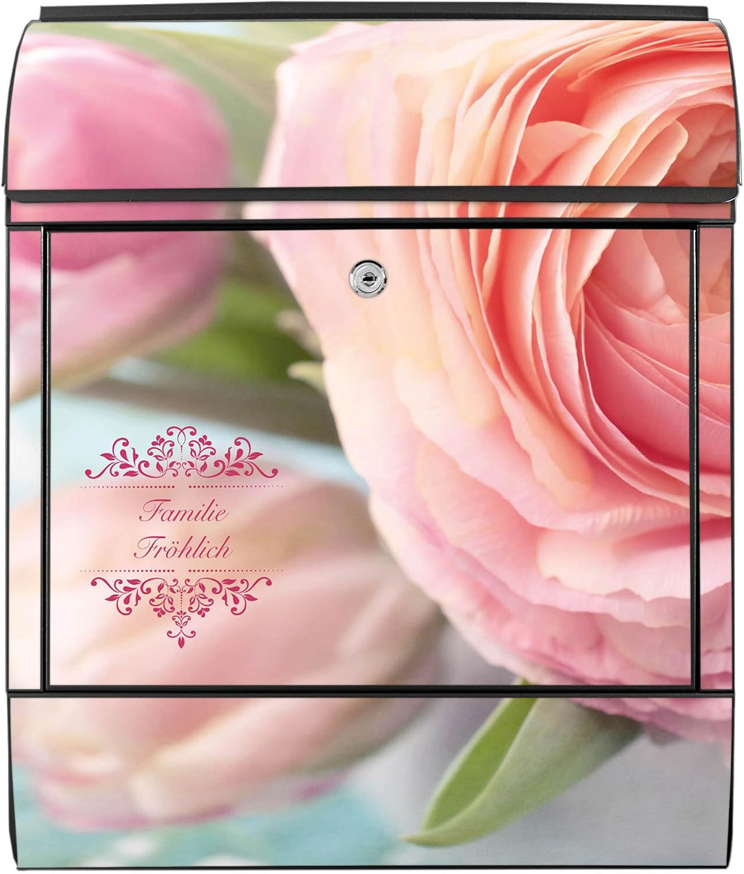 banjado Design Briefkasten personalisiert 38,5x46,5x13cm & 2 Schlüssel - Briefkasten Stahl Schwarz Z