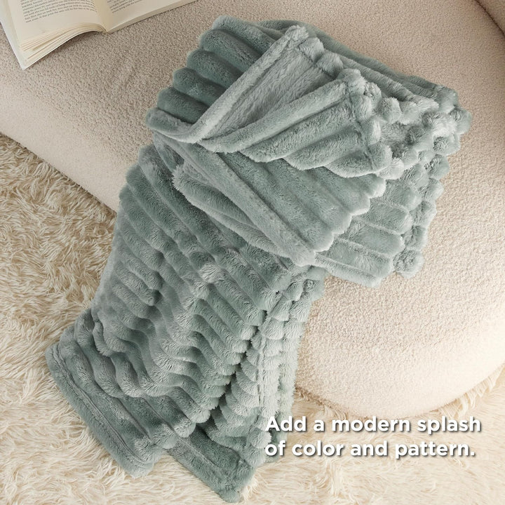 BEDSURE Kuscheldecke Flauschig - Wolldecke & Fleecedecke, Sofadecke, Weiche Warme Grobe Korddecke fü