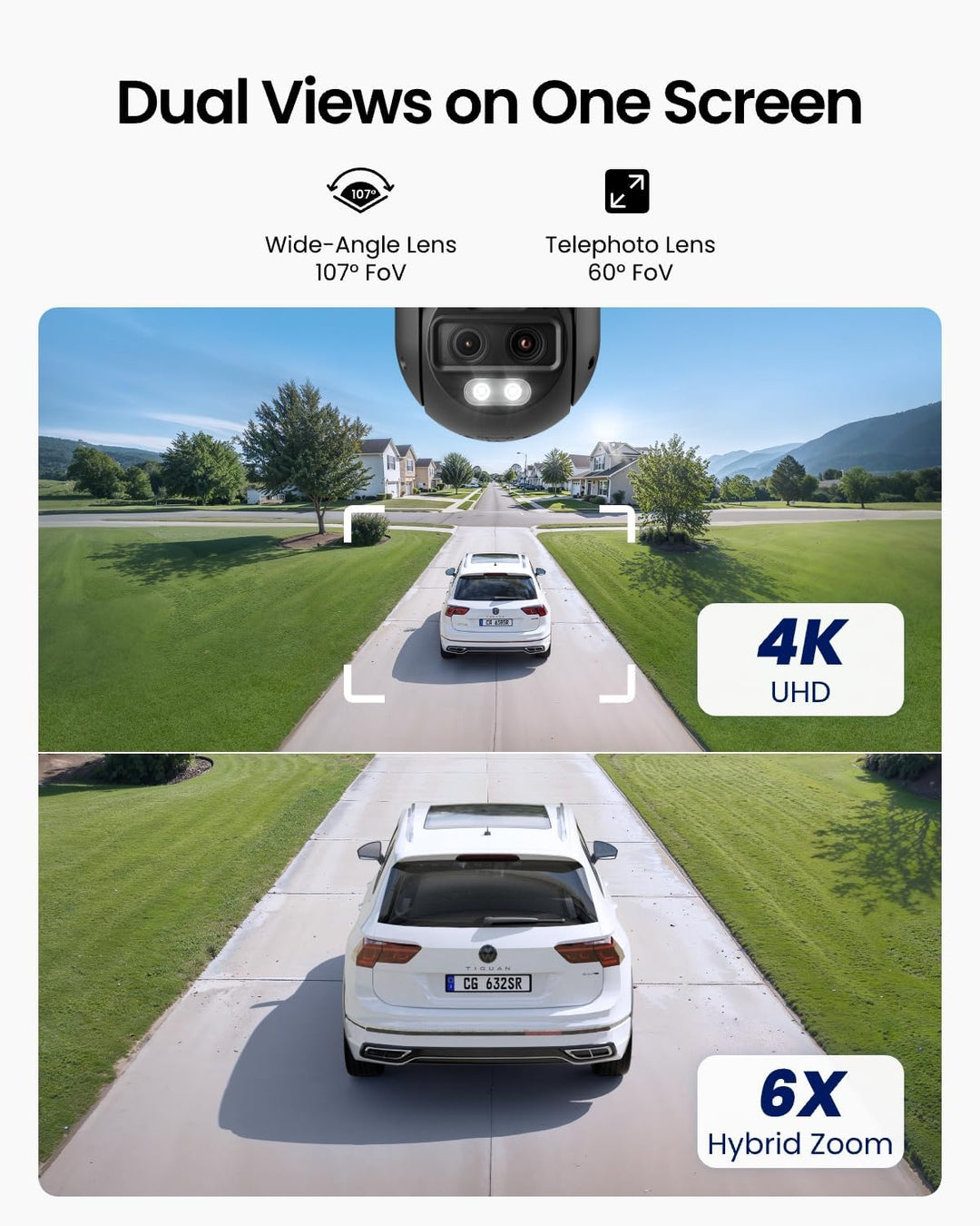 Reolink 4K 8MP Wi-Fi 6 PTZ Überwachungskamera Aussen WLAN mit Auto-Tracking-Zoom, Dual-Objektiv, Dua