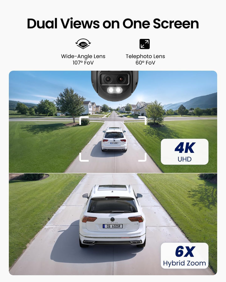 Reolink 4K 8MP Wi-Fi 6 PTZ Überwachungskamera Aussen WLAN mit Auto-Tracking-Zoom, Dual-Objektiv, Dua