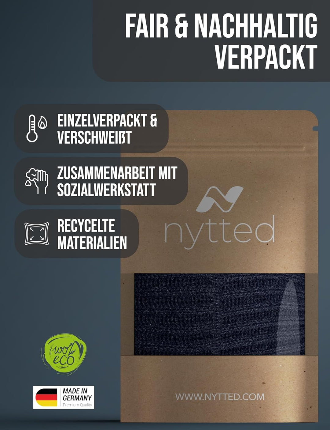 NYTTED® Troyer Mütze Damen & Herren - Made in Germany - Fisherman Beanie aus 100% feinster Schurwoll