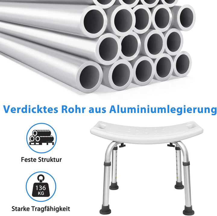 AUFUN Duschhocker Duschstuhl 38-53cm Höhenverstellbar Duschhocker Anti-Rutsch Badsitz Duschhilfe Dus